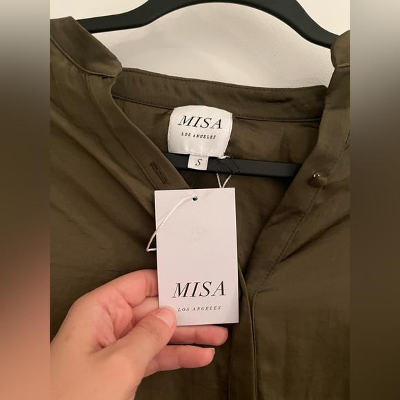 Misa Los Angeles Ida Top Green Short Sleeve Size S - Picture 12 of 16